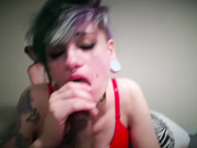 Cute Teenage Tattooed Punk Kat Mayhem Sucking A Tattooed Dick w Edging POV 1080p